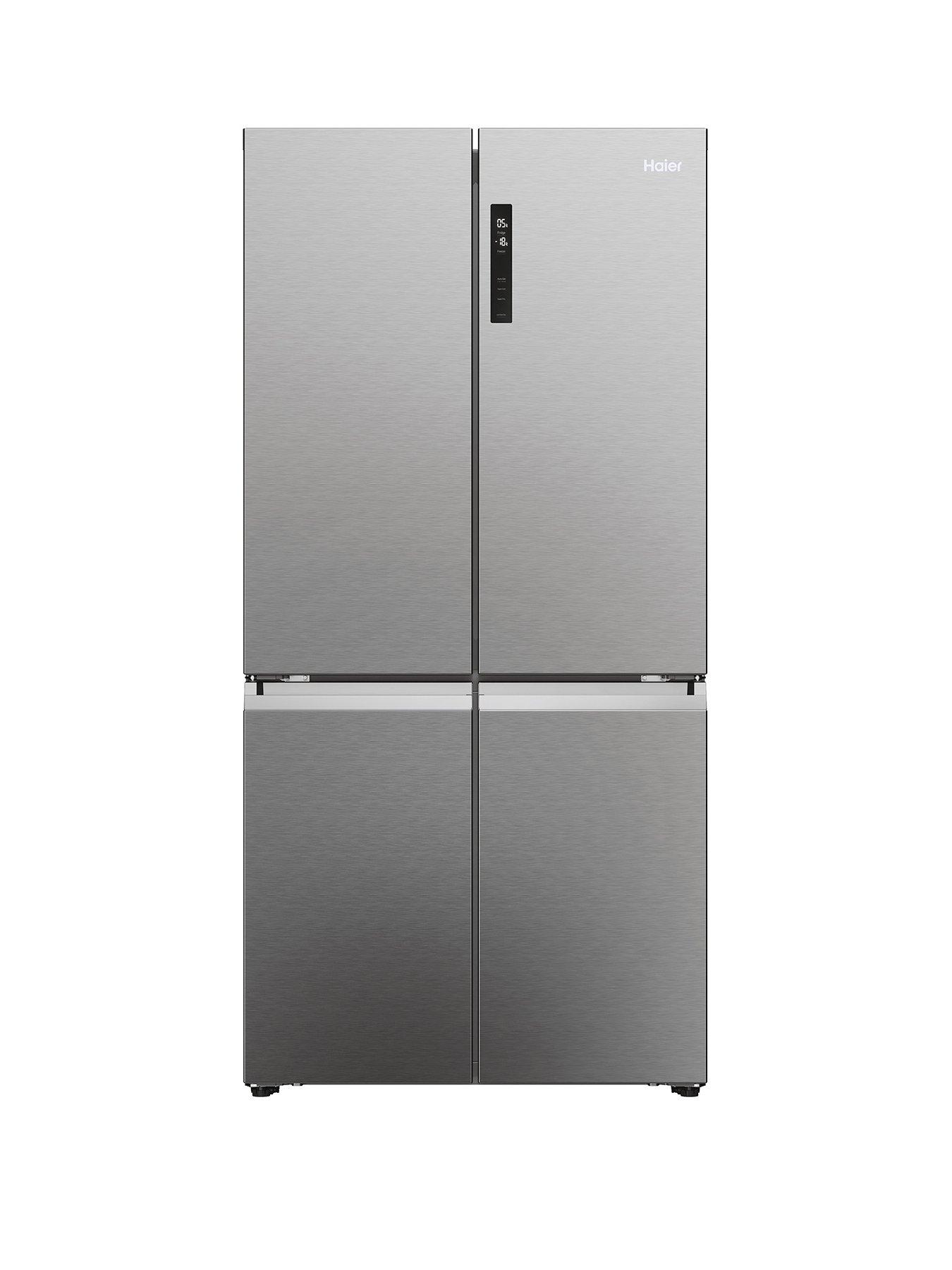Product photograph of Haier Cube 90 Hcr5919enmp Total No Frost American Fridge Freezer E Rated - Stainless Steel from very.co.uk