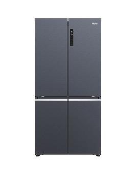 Product photograph of Haier Cube 90 Hcr5919enmb Total No Frost American Fridge Freezer E Rated - Black from very.co.uk