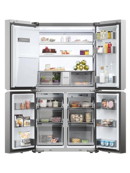 stillFront image of haier-hcr7918eimp-plumbed-total-no-frost-american-fridge-freezer-with-water-dispenser-e-rated--nbspplatinum-inox