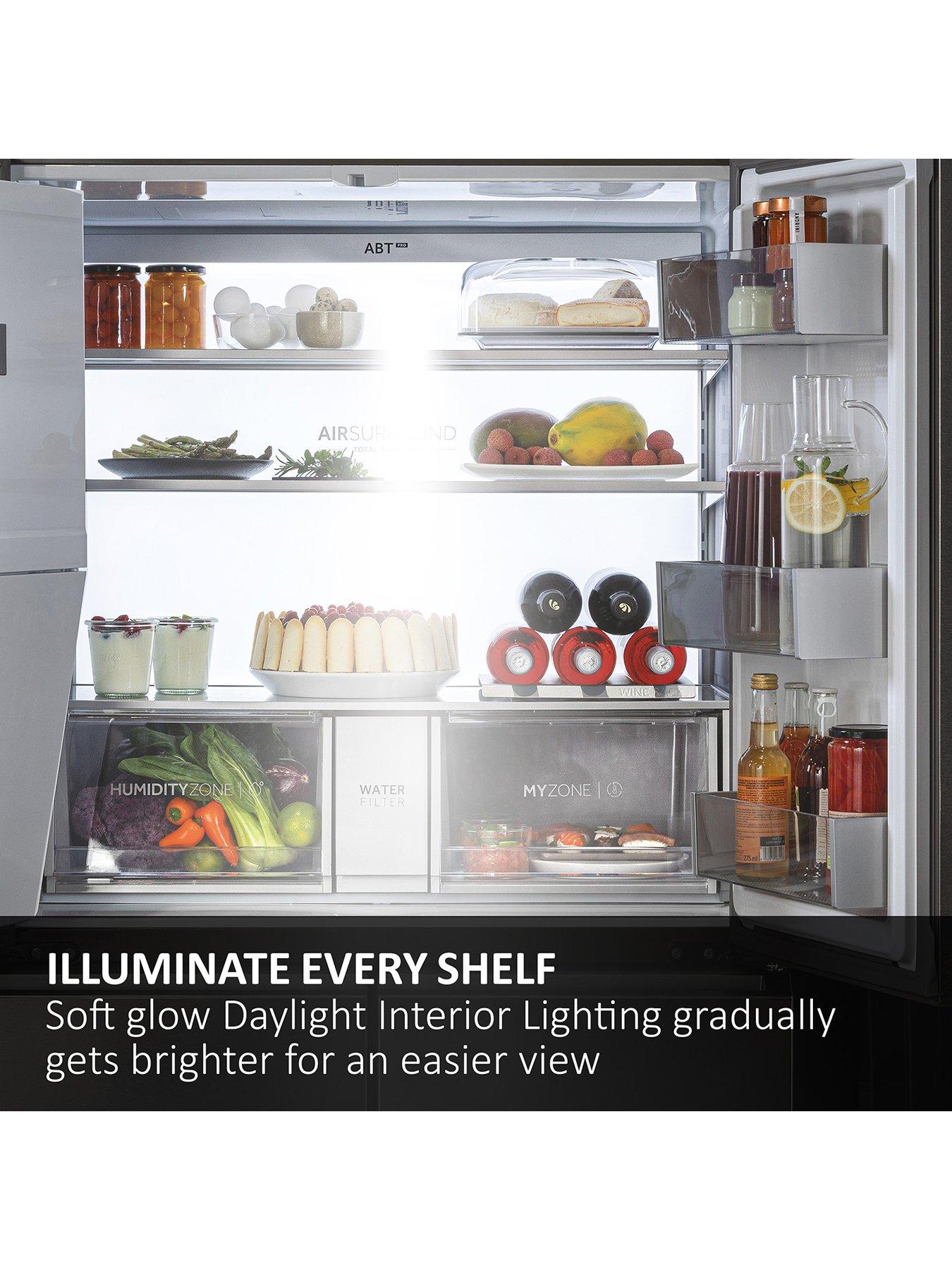 Image 3 of 8 of Haier HCR7918EIMP Plumbed Total No Frost American Fridge Freezer with Water Dispenser, E Rated -&nbsp;Platinum Inox