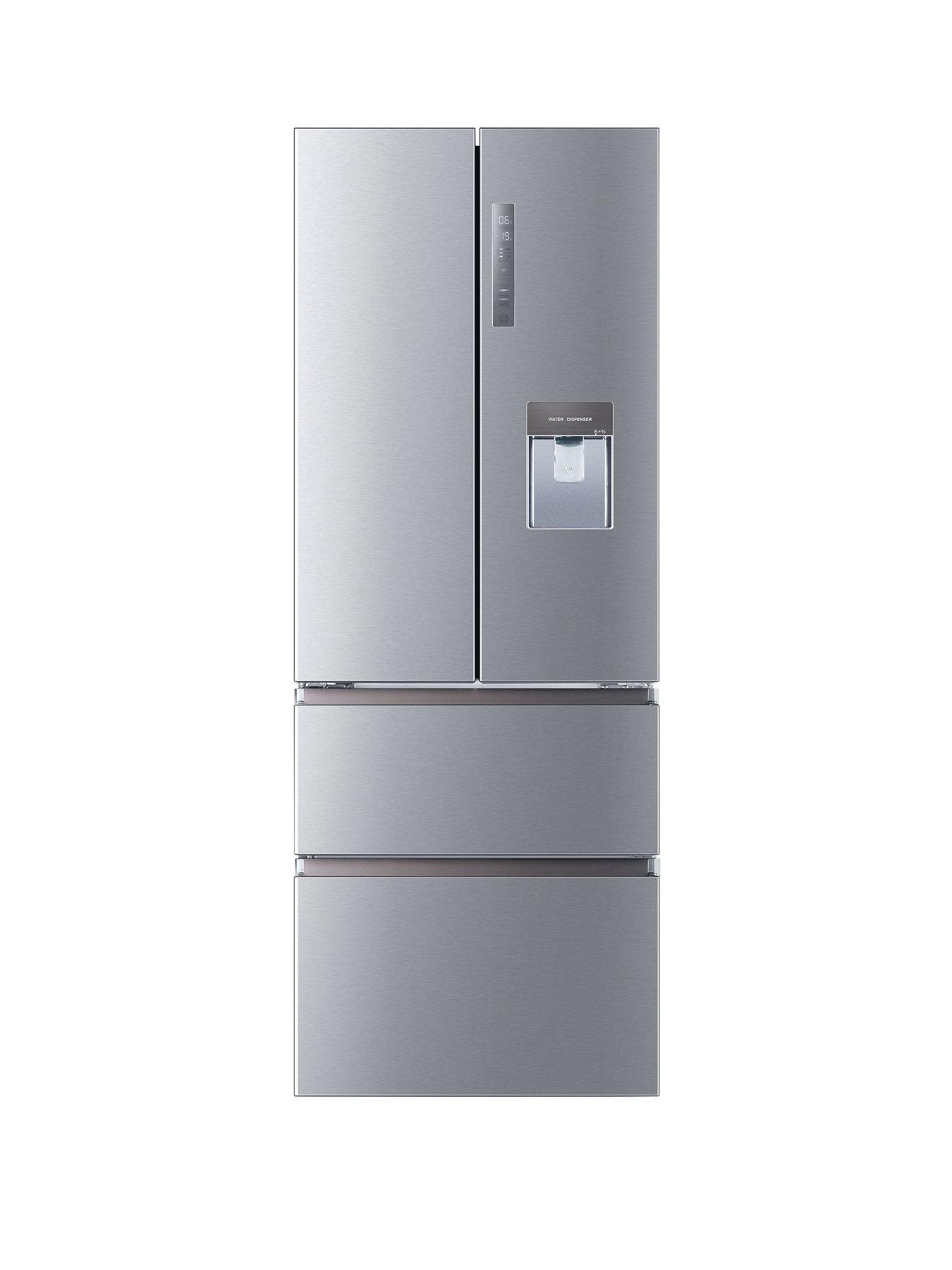 Haier HFR5719EWMP 70cm Wide Total No Frost American Fridge Freezer with Water Dispenser, E Rated - Platinum