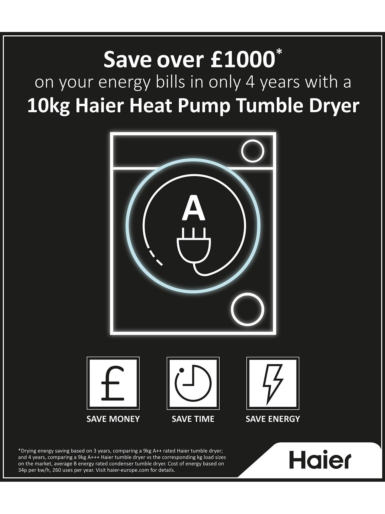 Image 5 of 8 of Haier i-Pro Series 7 Plus HD90-A3Q979U1 9kg Load&nbsp;Heat Pump Tumble Dryer,&nbsp;A+++ Rated - White