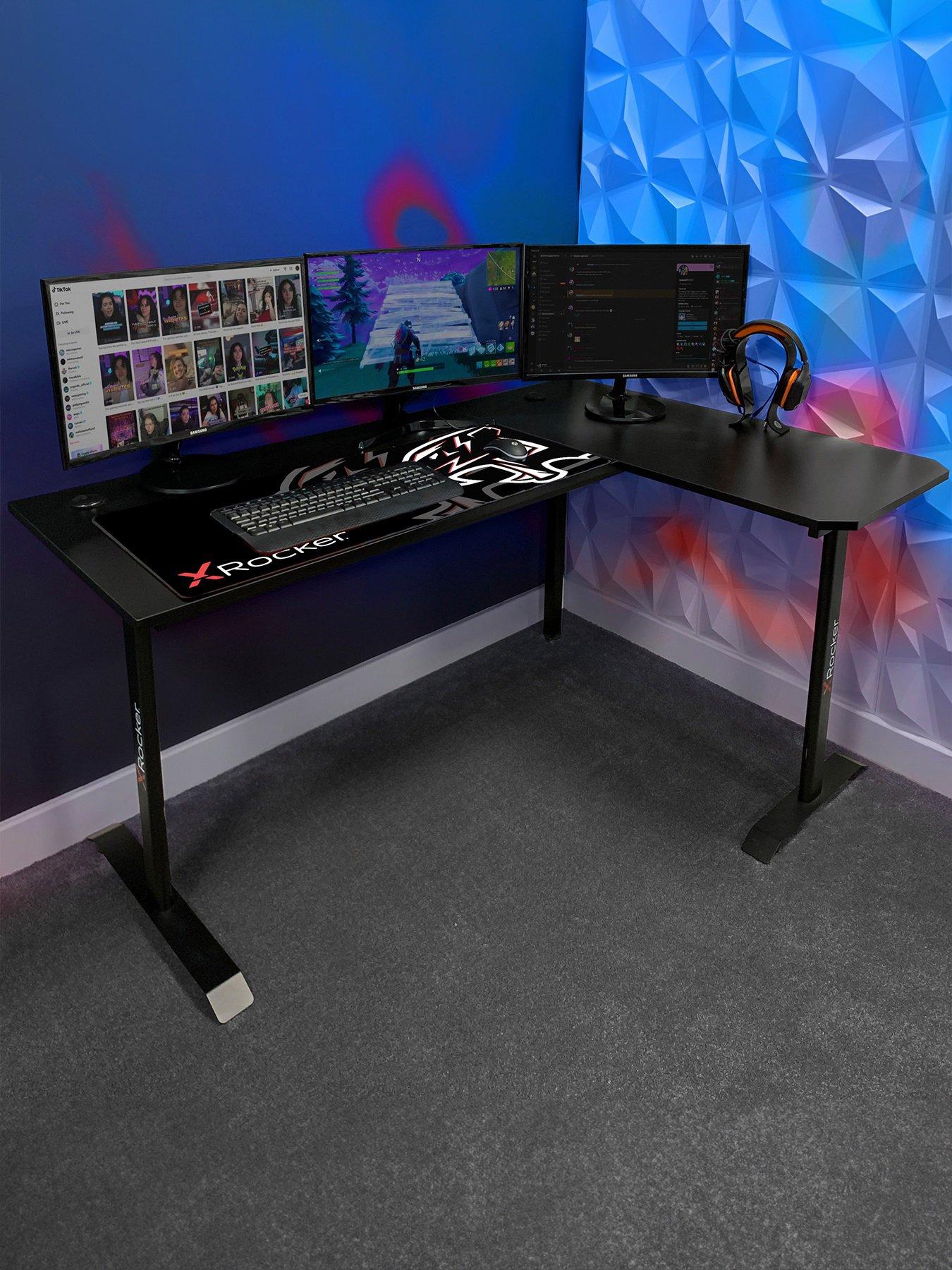 X Rocker Panther XL REVERSIBLE Corner Sports Gaming Desk - Carbon