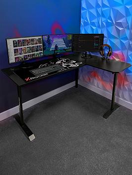 Product photograph of X Rocker Panther Xl Reversible Corner Sports Gaming Desk - Carbon Black from very.co.uk