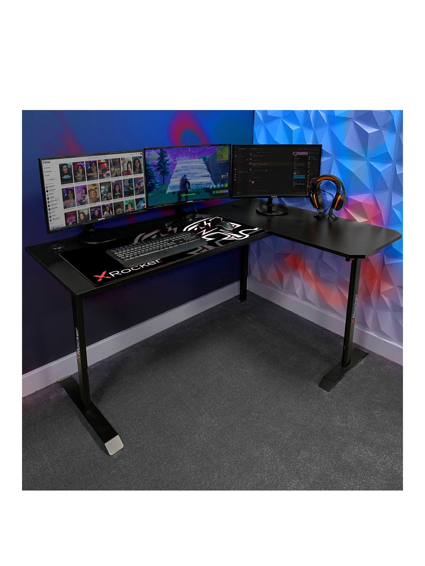 Image 2 of 6 of X Rocker Panther XL REVERSIBLE Corner&nbsp;Sports Gaming Desk - Carbon Black