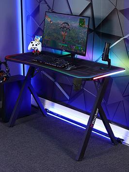 Product photograph of X Rocker Lumio Rgb Gaming Desk - Carbon Black from very.co.uk