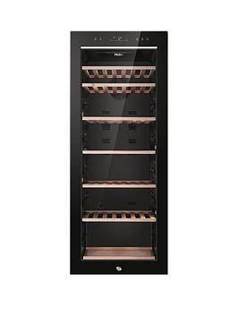 Product photograph of Haier Hws84gnf 84-bottle Wine Cooler Single Zone F Rated - Black from very.co.uk