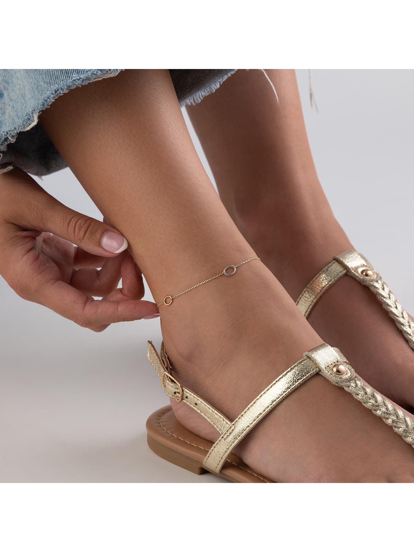 9ct Gold 3 Colour Circle Anklet