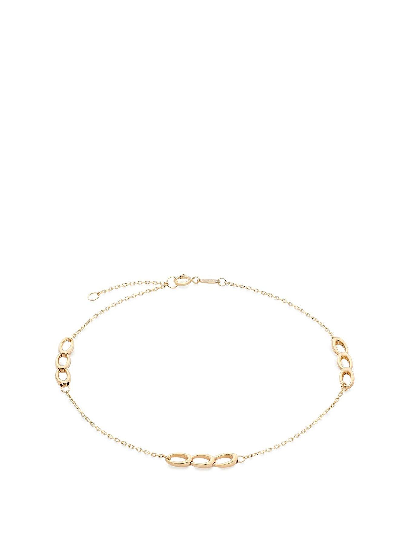 Beaverbrooks 9ct Yellow Gold Triple Circle Anklet
