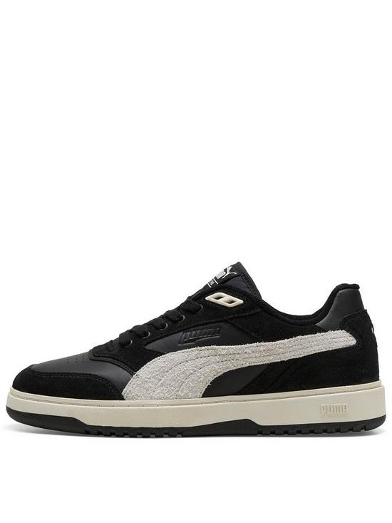 front image of puma-doublecourt-trainers-black