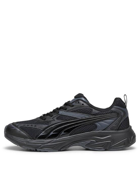 front image of puma-mens-morphic-base-trainers-black