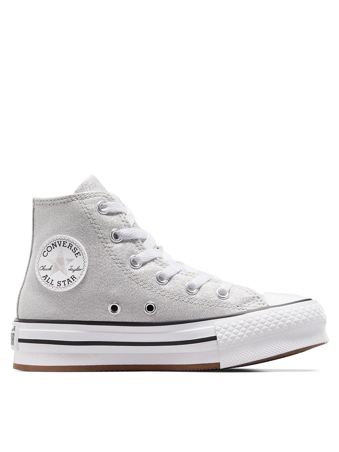 Converse store silver trainers