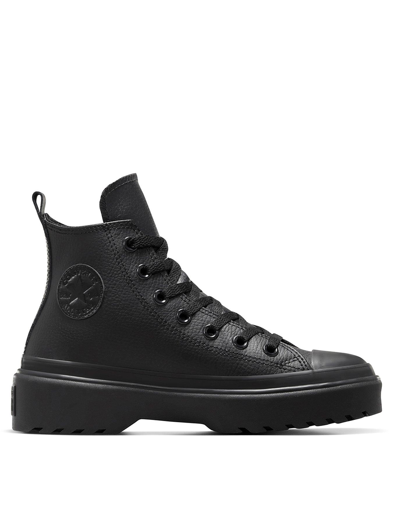 Black leather converse very best sale