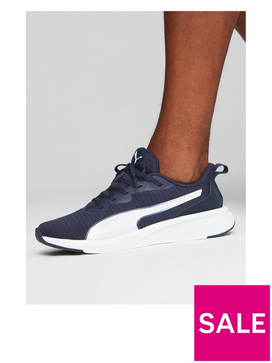 front image of puma-mens-running-flyer-lite-trainers-navy