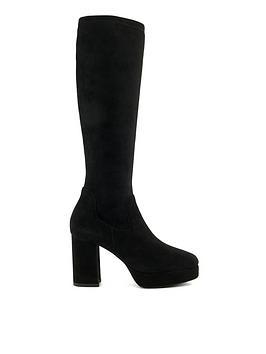 dune london sassy knee high boots - black