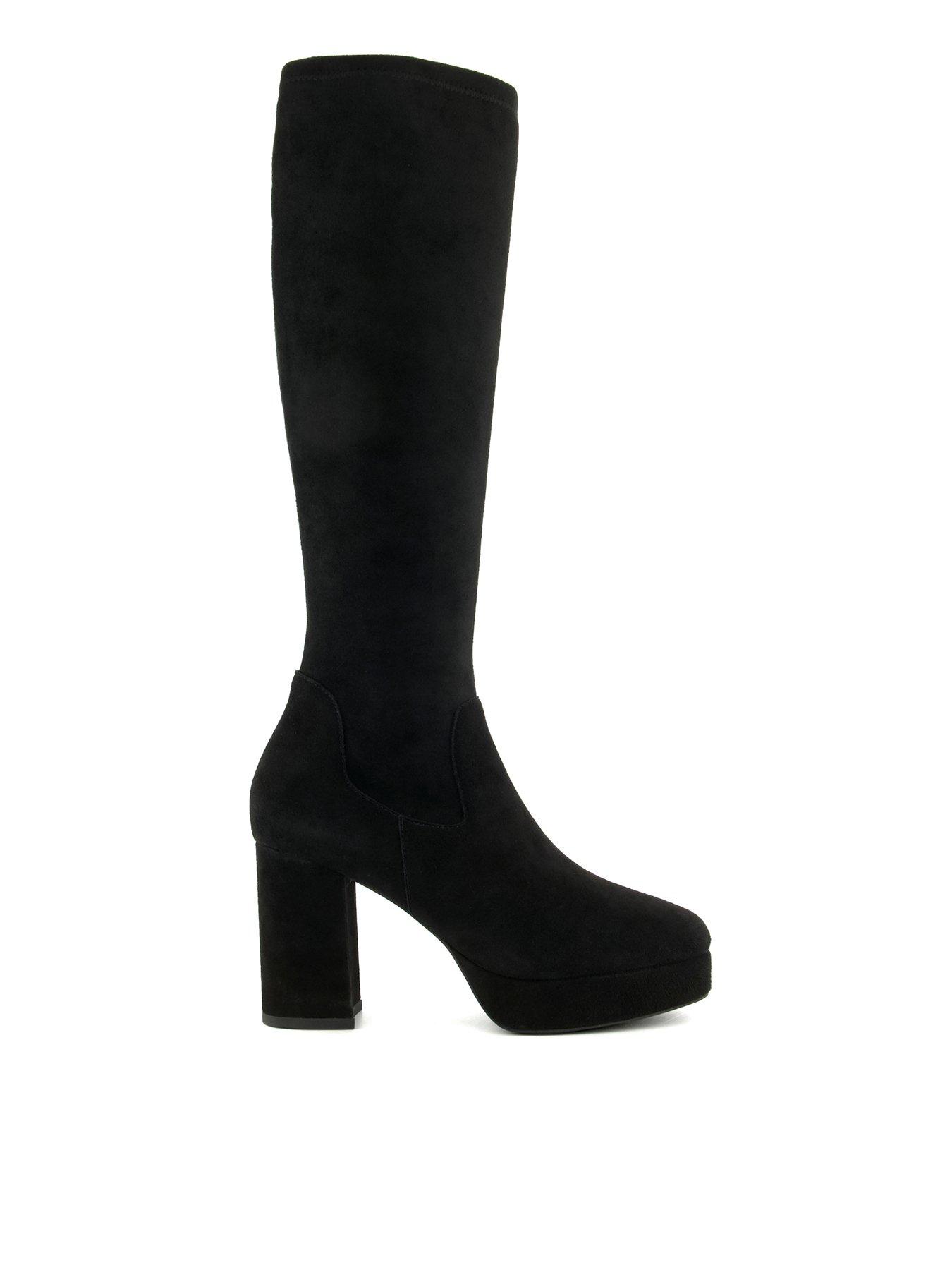 Dune black knee boots best sale