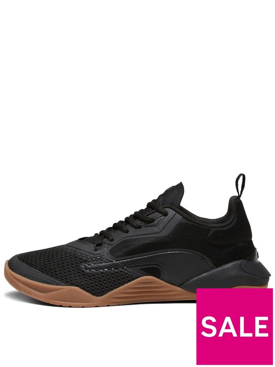 front image of puma-mens-training-fuse-20-trainers-black