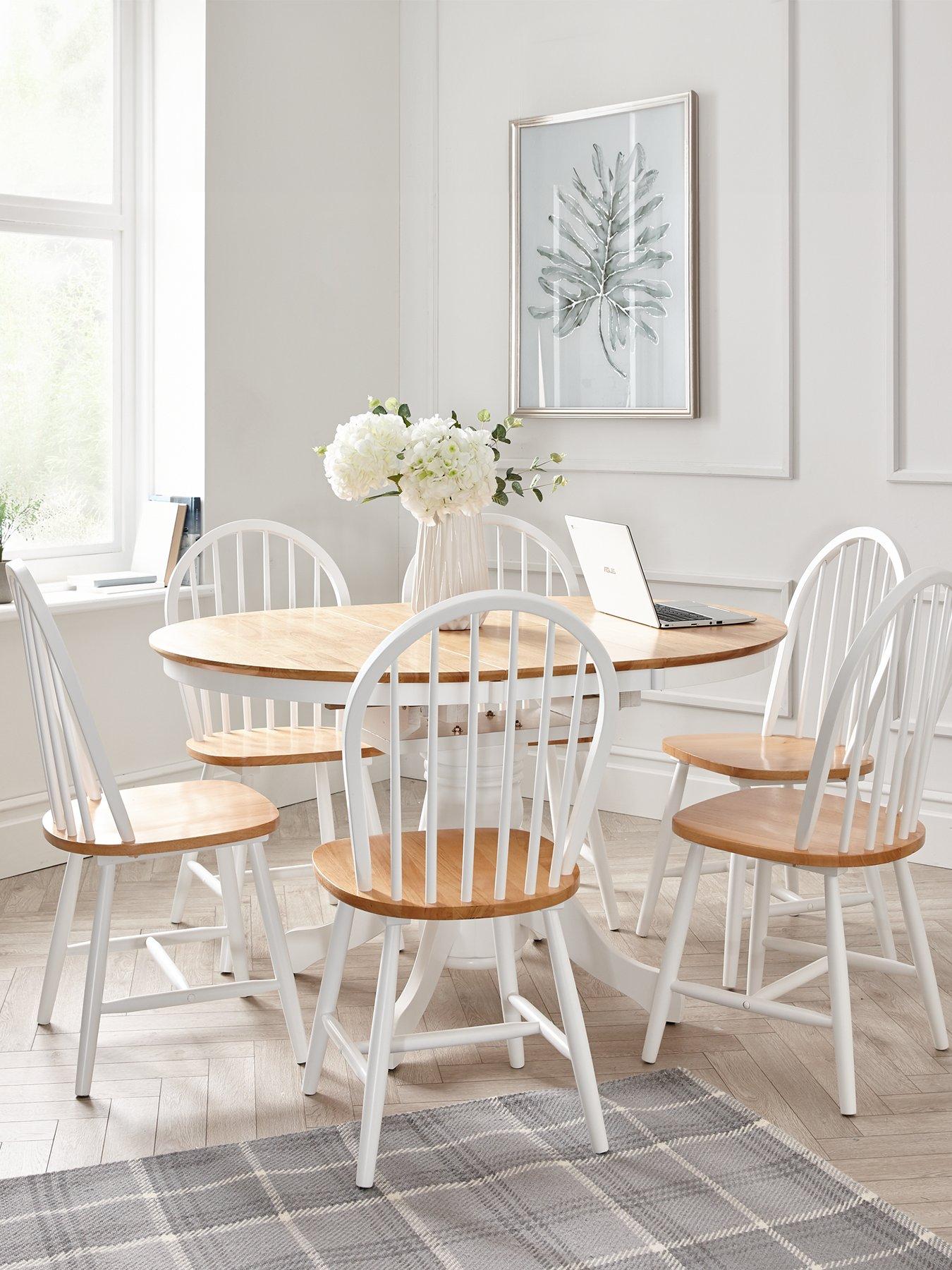 Very Home New Rubberwood Top Kentucky 100 - 130 cm Extending + 6 Chairs