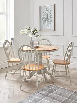 Very Home New Rubberwood Fixed Top 100 Cm Kentucky Dining Table + 4 Chairs - Grey