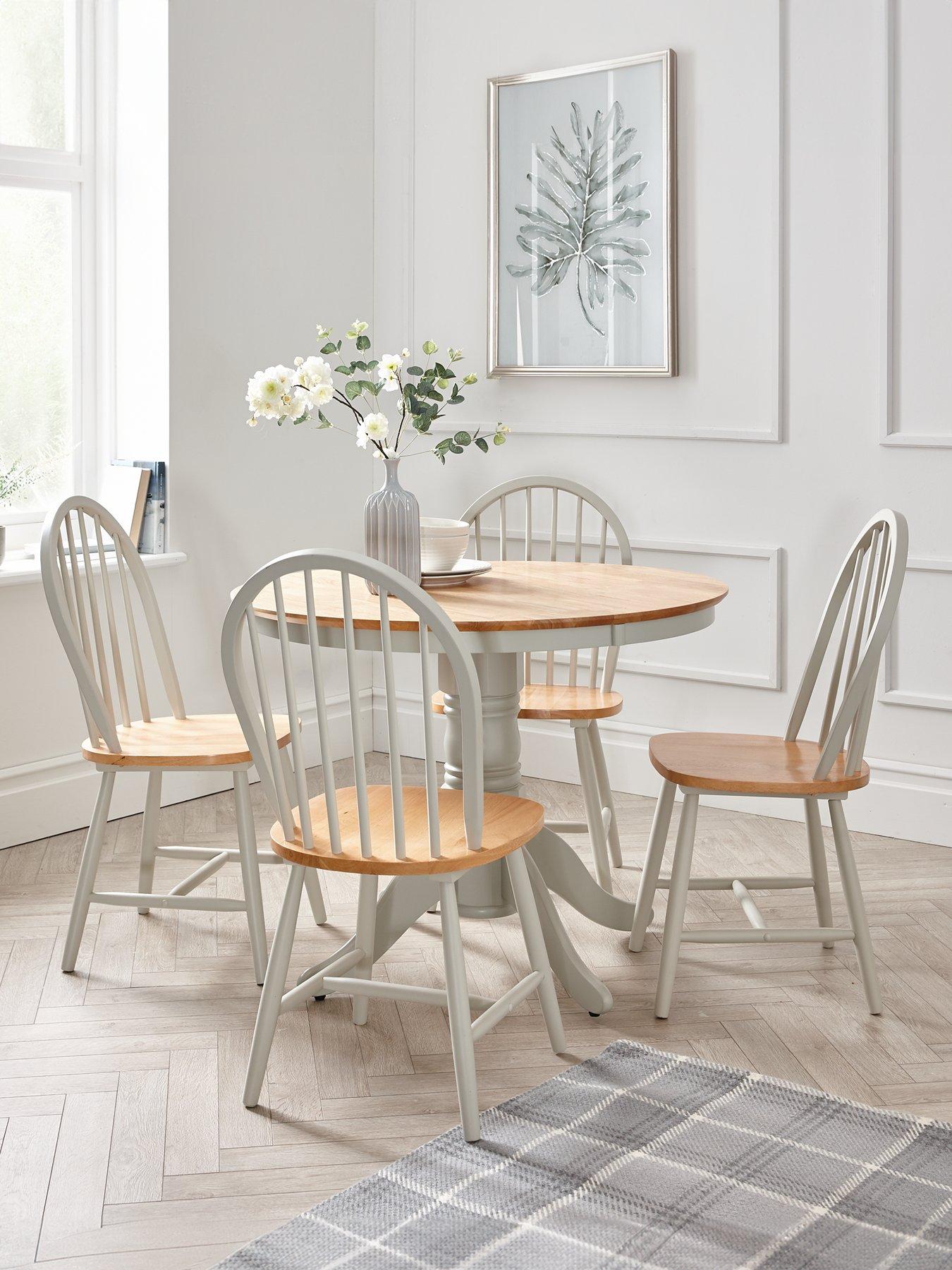 undefined New Rubberwood Fixed Top 100 cm Kentucky Dining Table + 4 Chairs - Grey