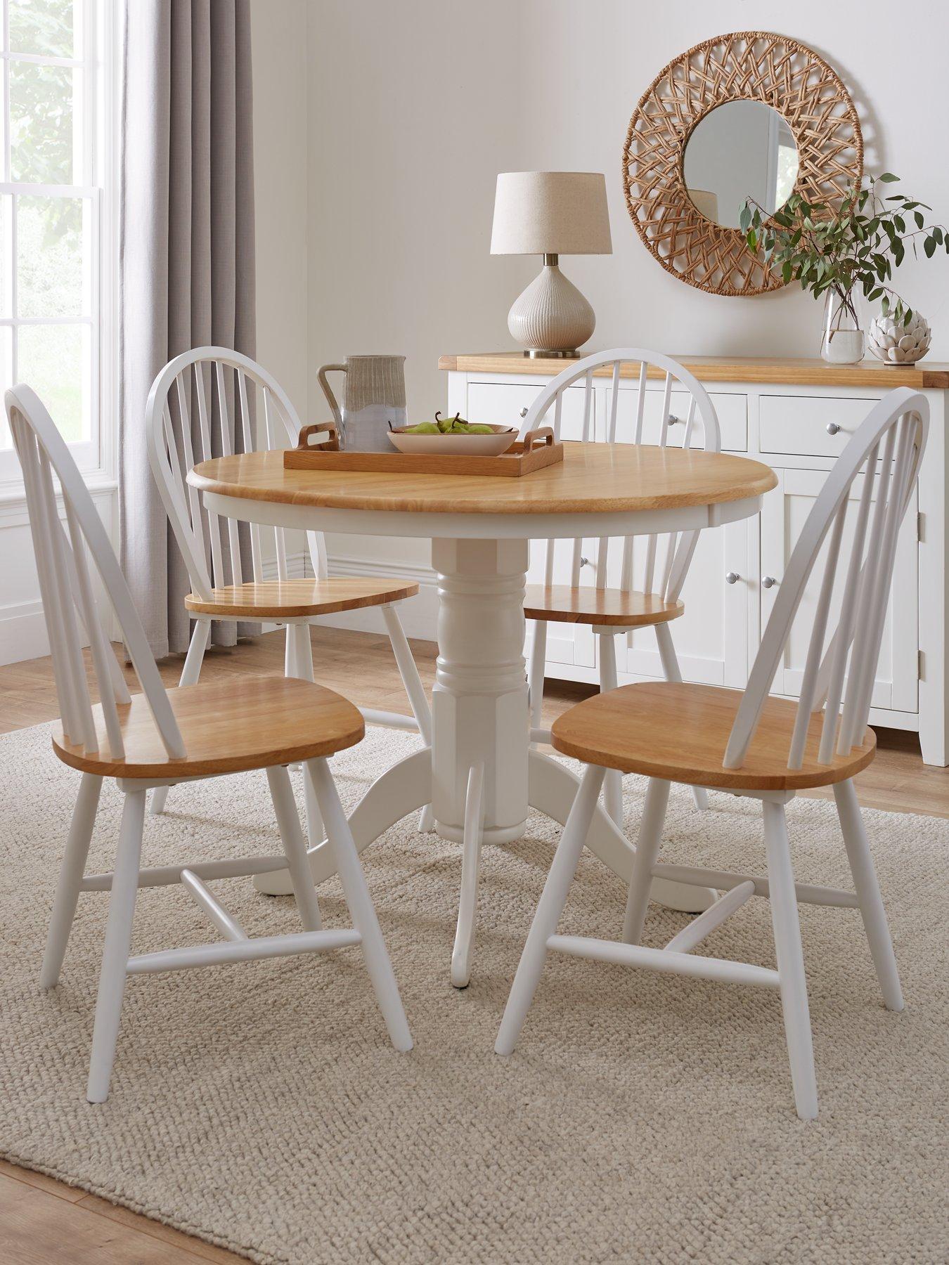 undefined New Rubberwood Fixed Top 100 cm Kentucky Dining Table + 4 Chairs - White