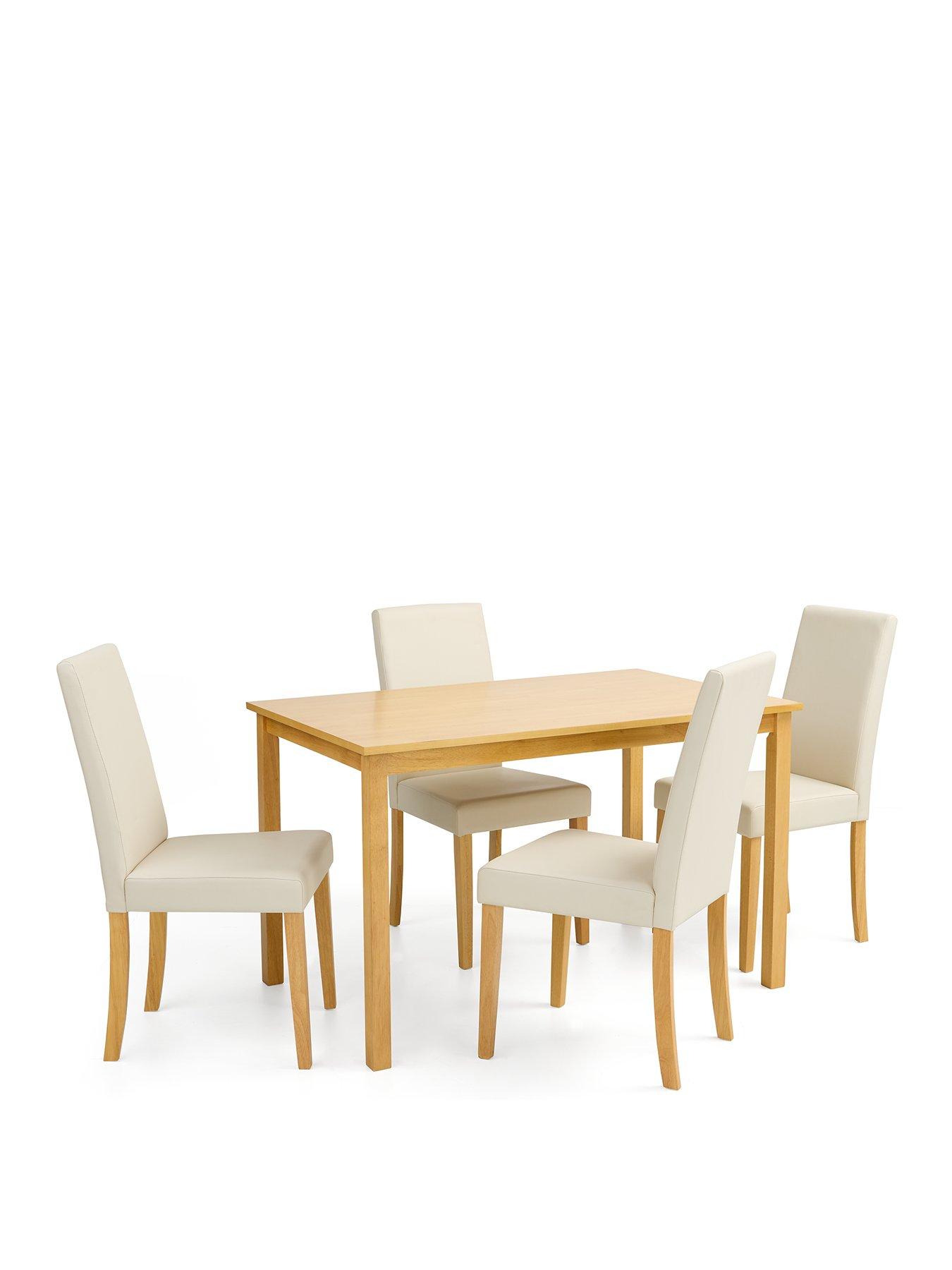 Image 2 of 5 of Very Home Primo 120 cm Dining Table +&nbsp;4 Faux Leather Chairs - Wood/Cream