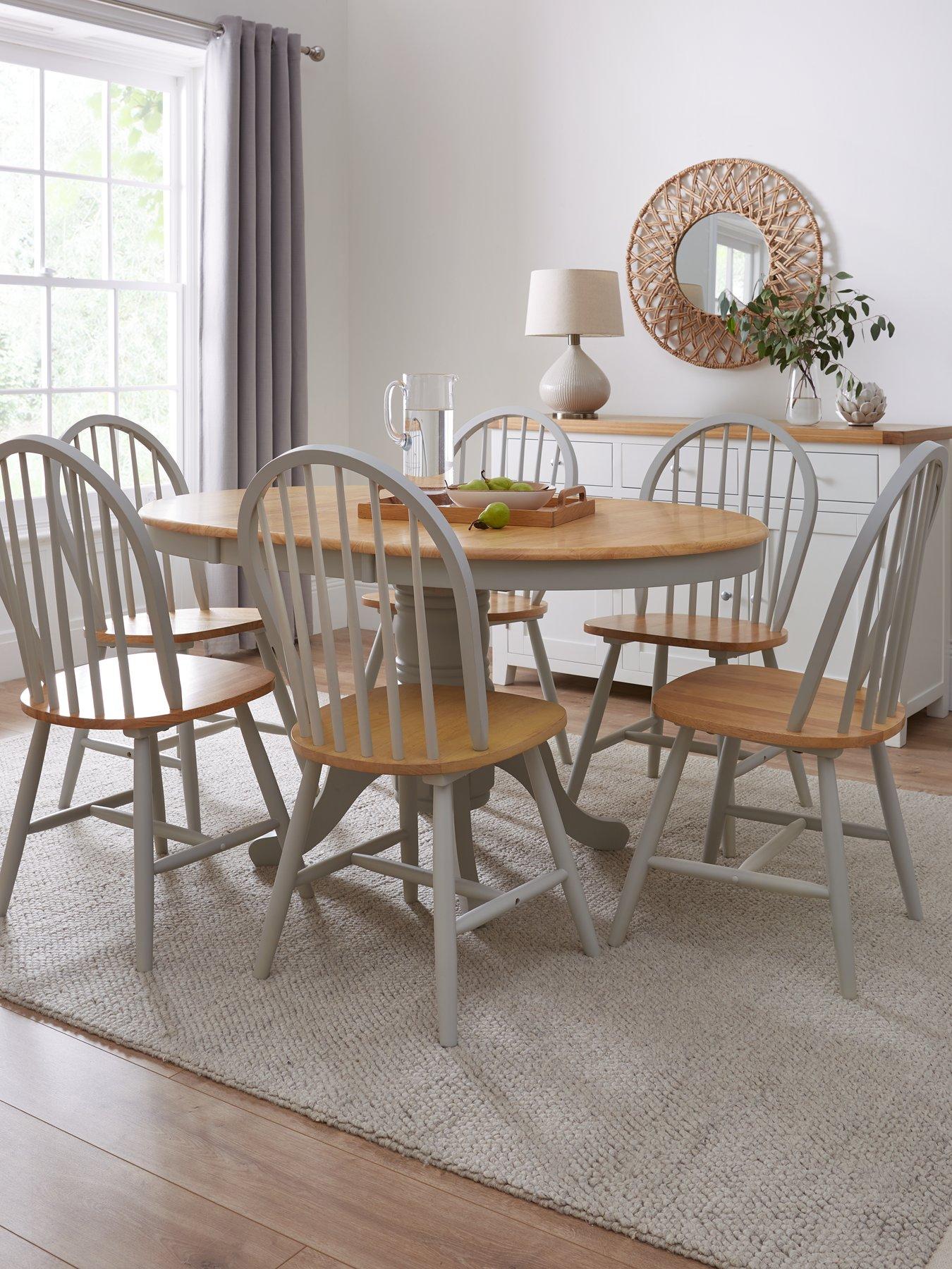 undefined New Rubberwood Top Kentucky 100 - 130 cm Extending + 6 Chairs - Grey