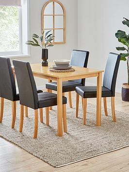 Very Home Primo 120 Cm Dining Table + 4 Faux Leather Chairs - Wood/Black