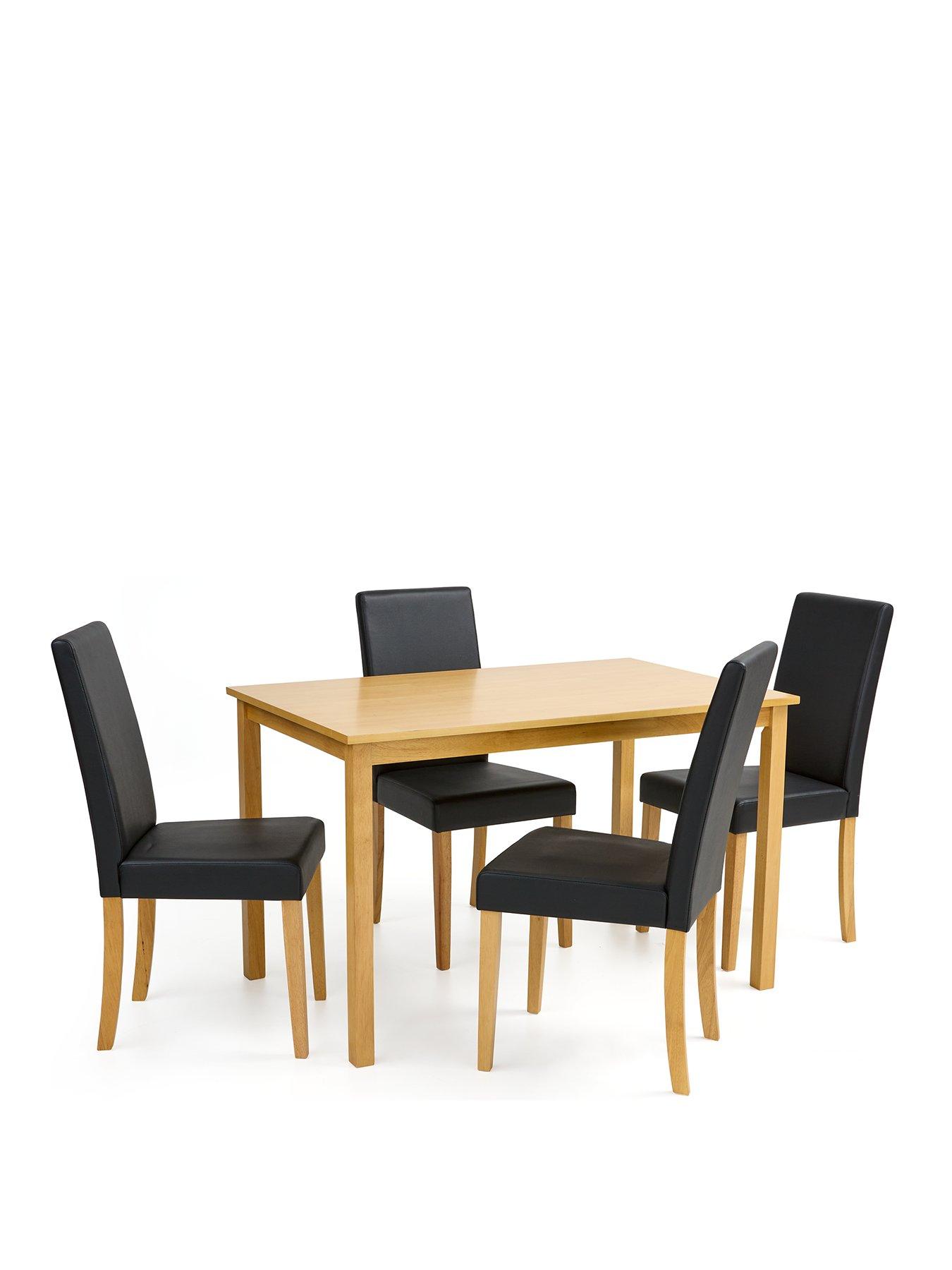 Image 2 of 6 of Very Home Primo 120 cm Dining Table +&nbsp;4 Faux Leather&nbsp;Chairs&nbsp;- Wood/Black