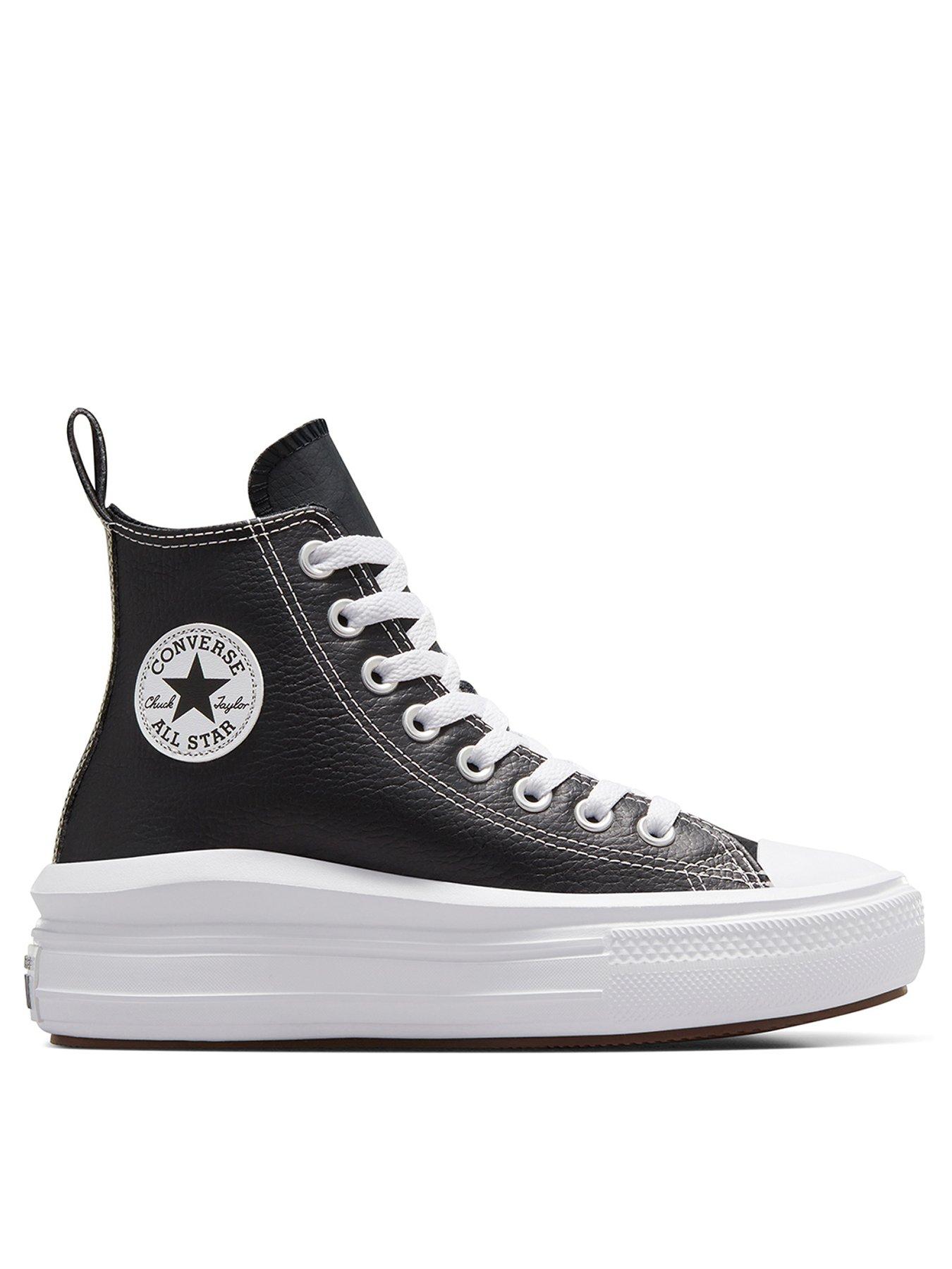 Kids Chuck Taylor All Star Move Leather Hi Top Trainers Black White