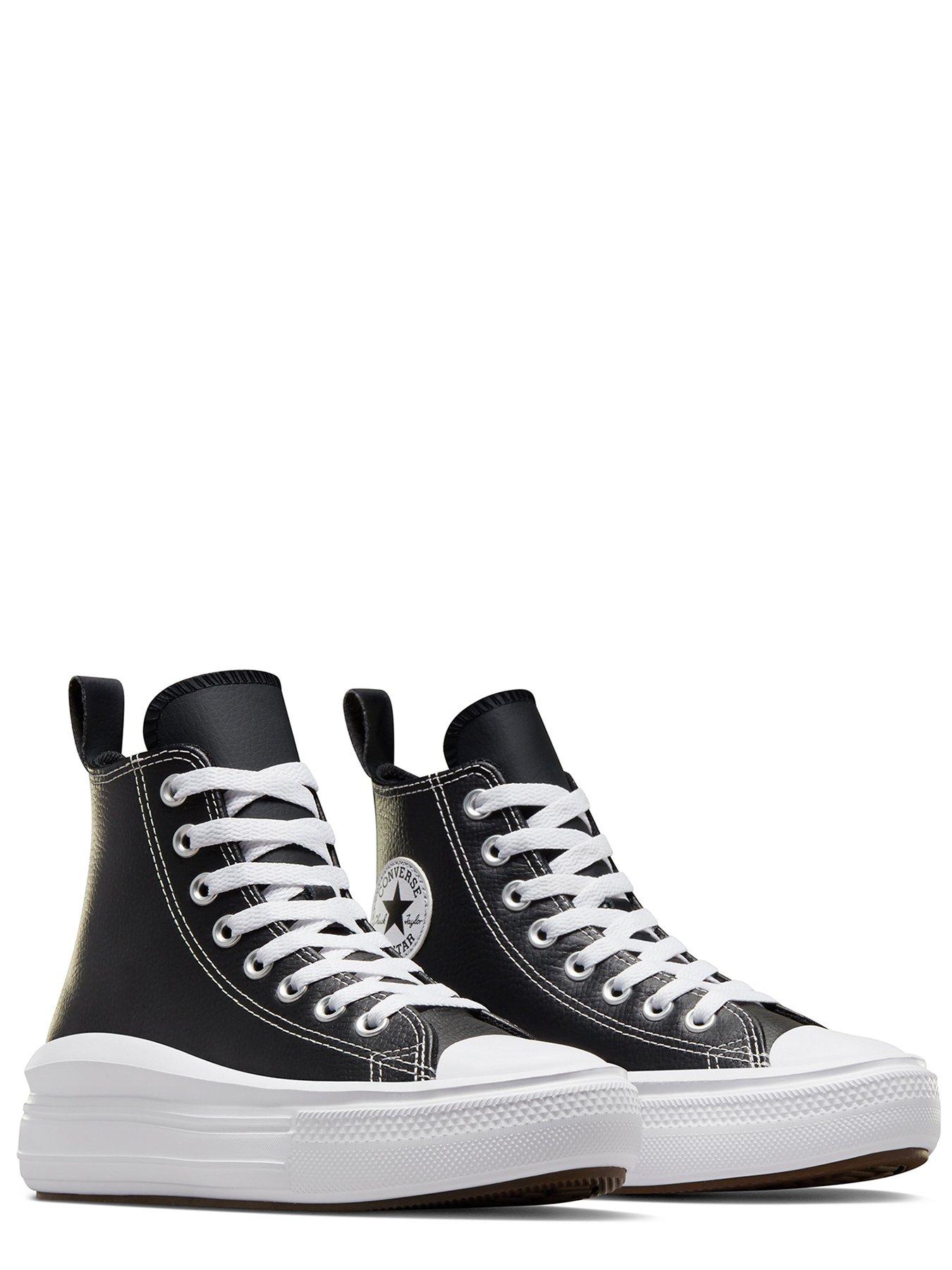 Childrens black leather converse high tops hotsell