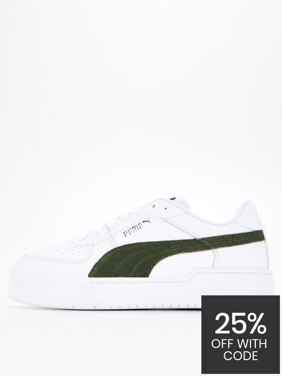 front image of puma-mensnbspca-pro-suede-trainers-whitegreen