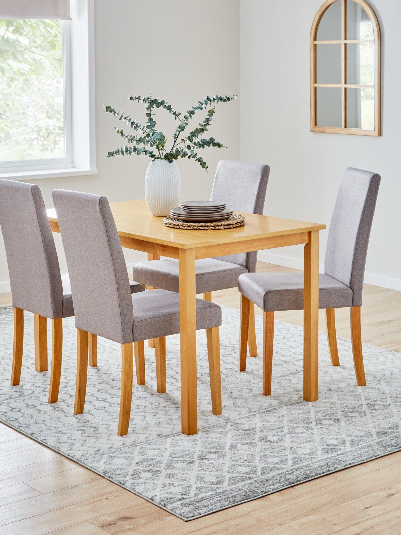 The Very Collection Primo 120 cm Dining Table + 4 Fabric Chairs - Wood/Grey