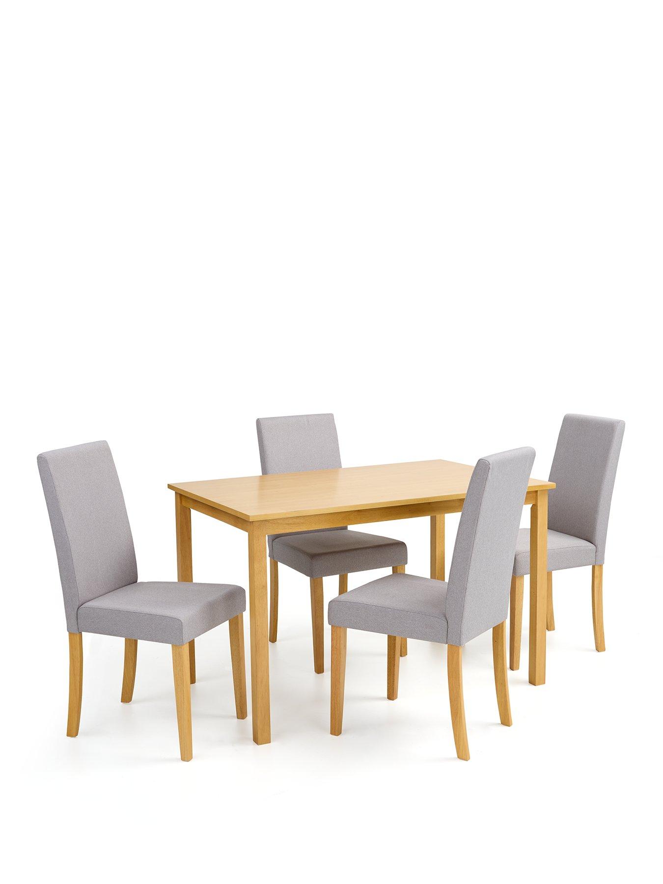 Very Home Primo 120 cm Dining Table + 4 Fabric Chairs - Wood/Grey ...