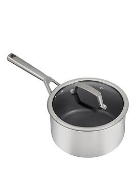 Product photograph of Ninja Zerostick Stainless Steel 20cm Saucepan With Lid - C60220uk from very.co.uk