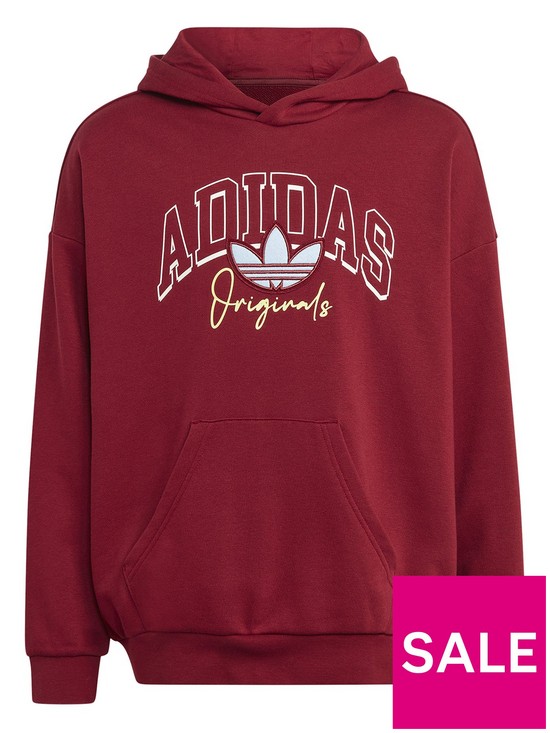 front image of adidas-originals-junior-unisex-hoodie-collegiate-burgundy