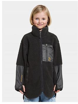 didriksons kids marmor full-zip long fleece jacket - black