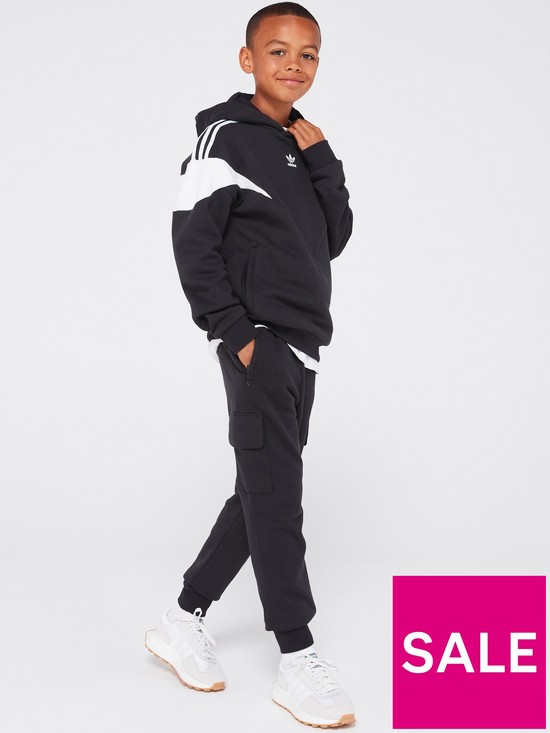 front image of adidas-originals-junior-unisex-hoodie-blackwhite