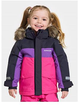 didriksons kids bjarven waterpoof and windproof parka - pink