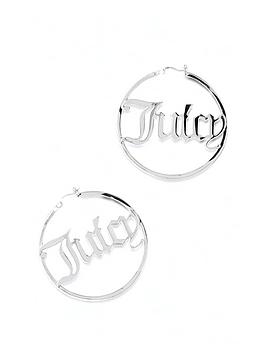 juicy couture branded silver plated hoops