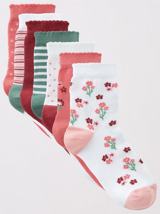 front image of mini-v-by-very-girls-7-pack-floral-socks