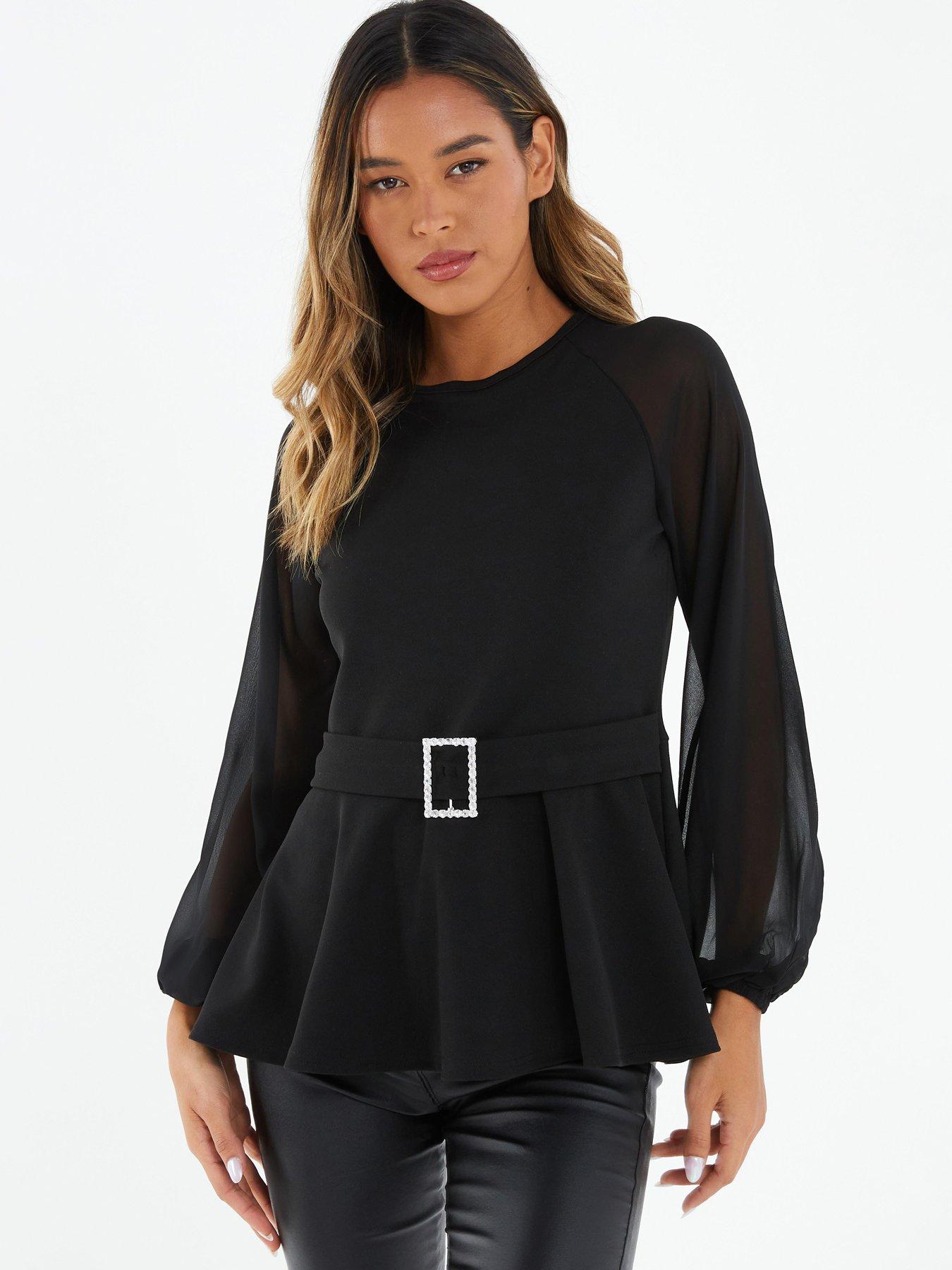 Black chiffon cheap tops uk