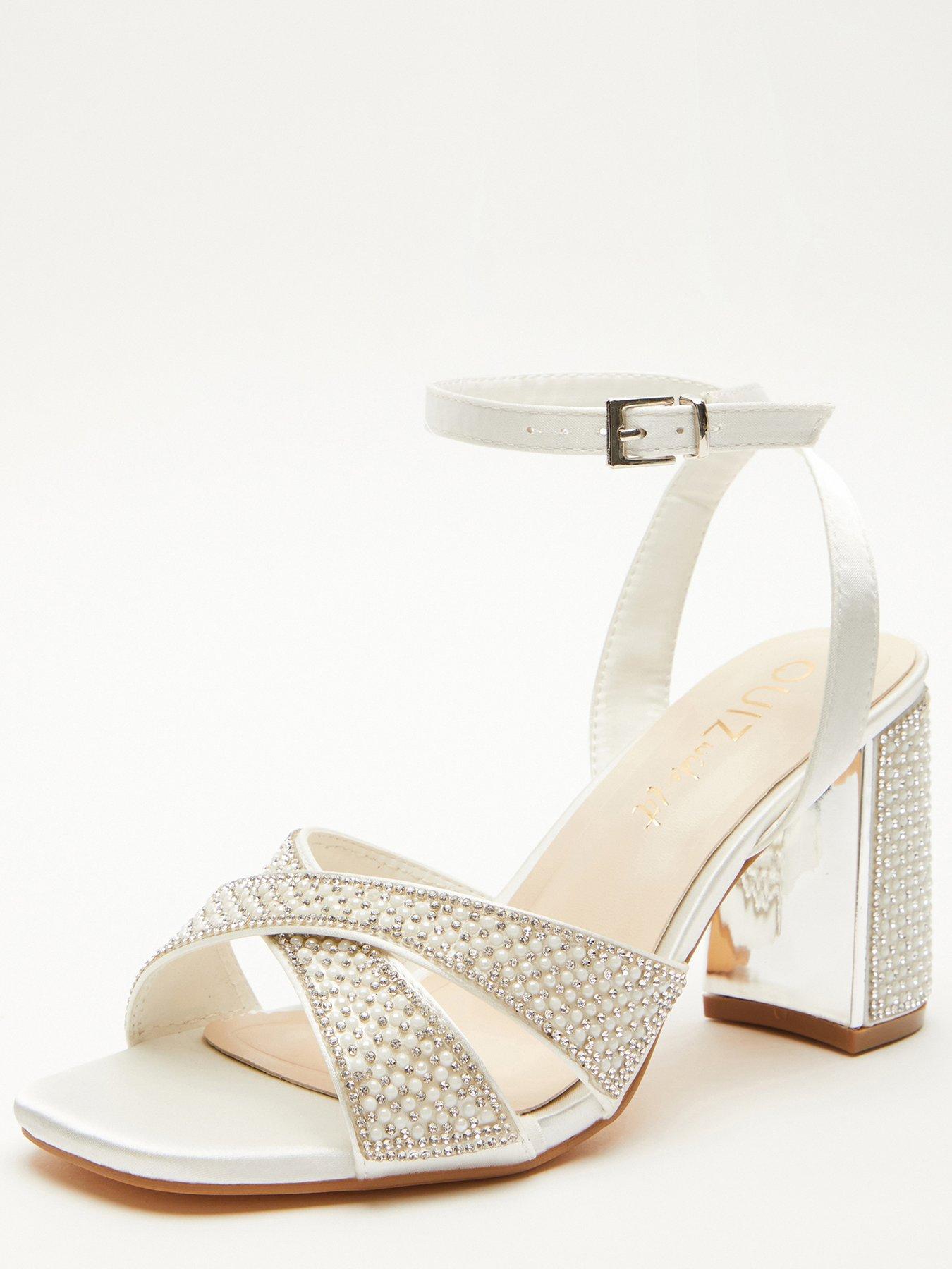 Wide fit white sales block heels