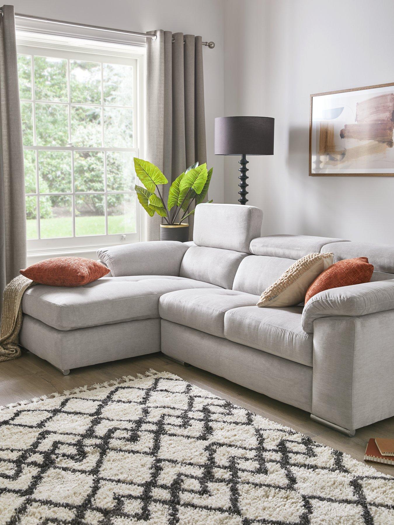 Gray sectional on sale with studs