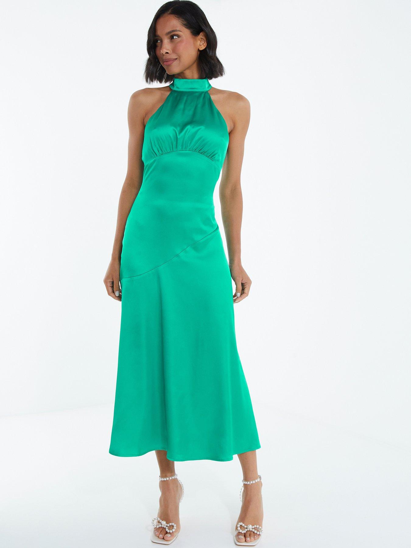 Jade green cheap satin dress