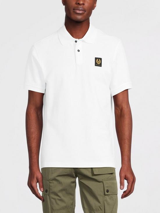 front image of belstaff-logo-polo-shirt-white