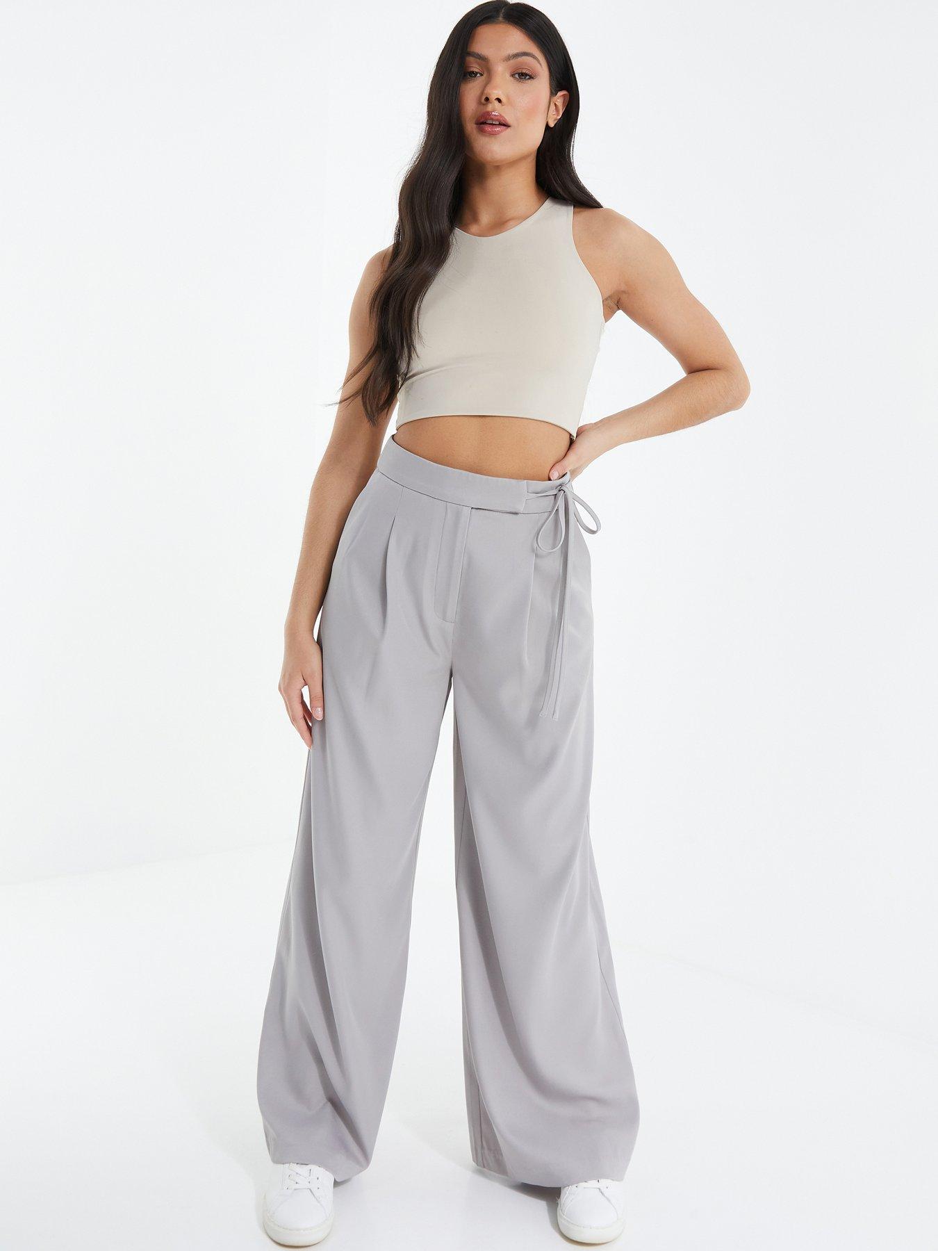 White high waisted wide best sale leg trousers