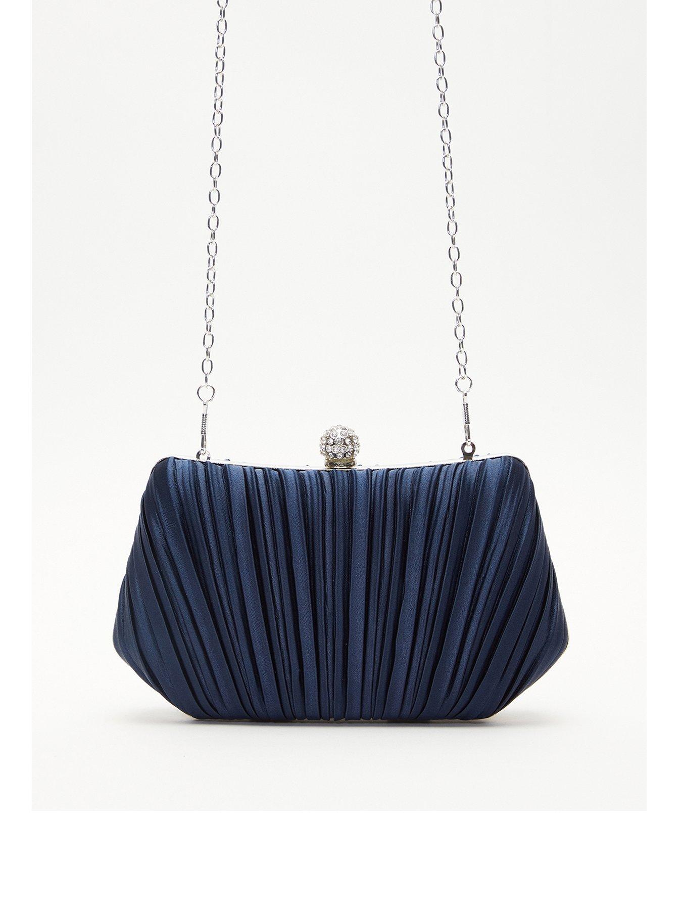 Blue Satin Navy Satin Evening Bag Evening Clutch Navy Satin Bag