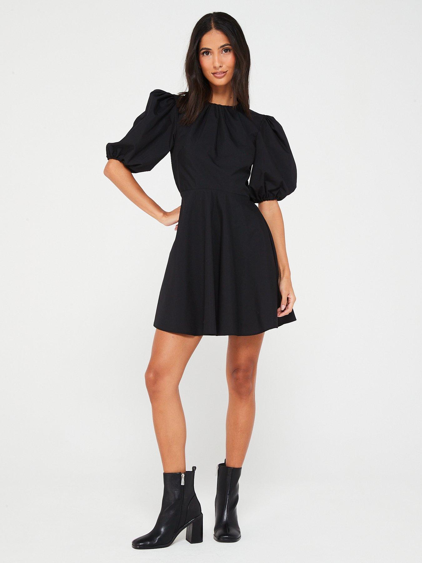 Mini dress outlet with puff sleeves