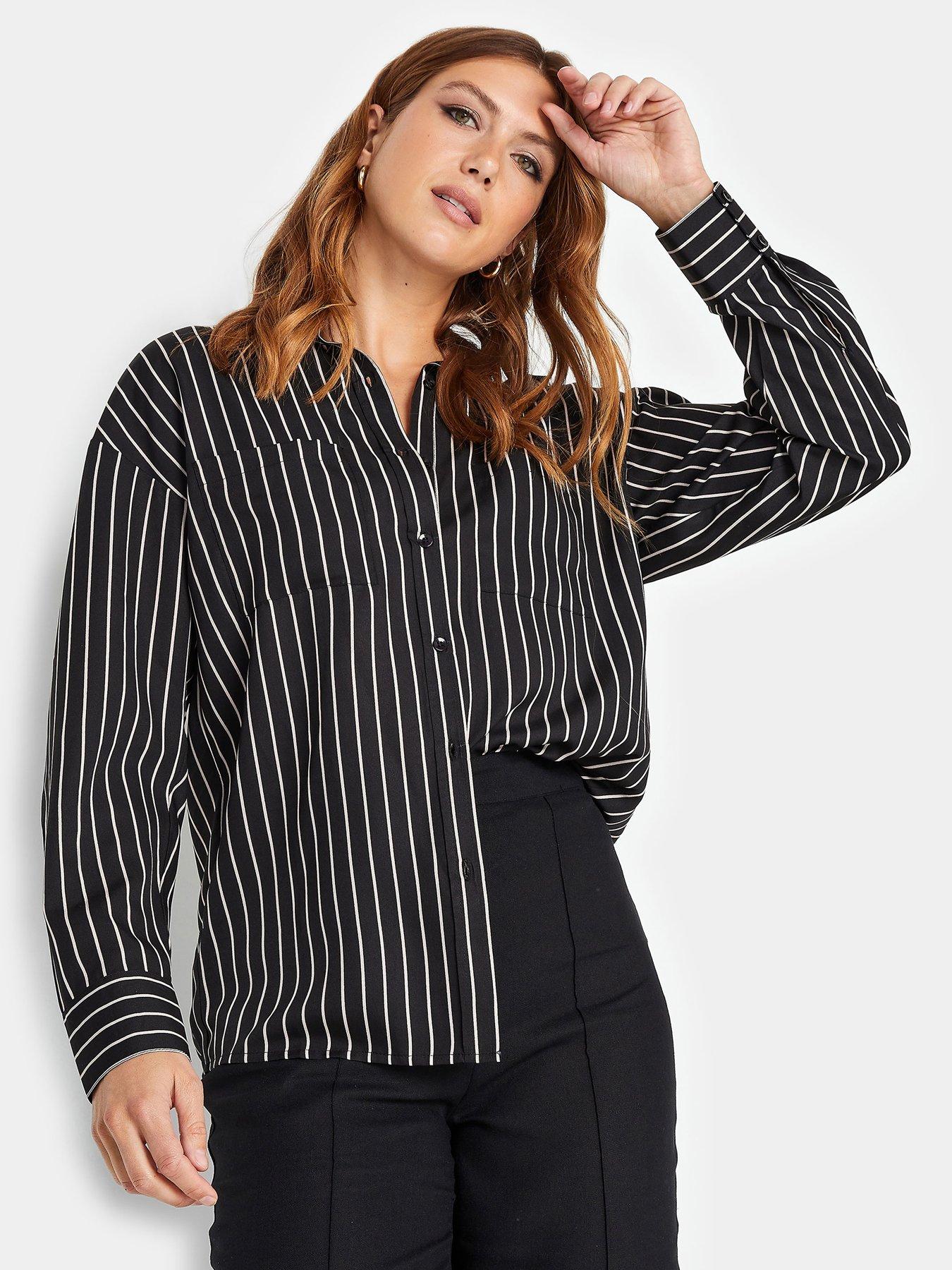 Striped Side Split Longline Blouse